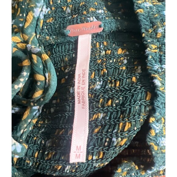 Free People Roma Forest Green Floral Sheer Mock Neck Long Sleeve Blouse Medium - Picture 3 of 15